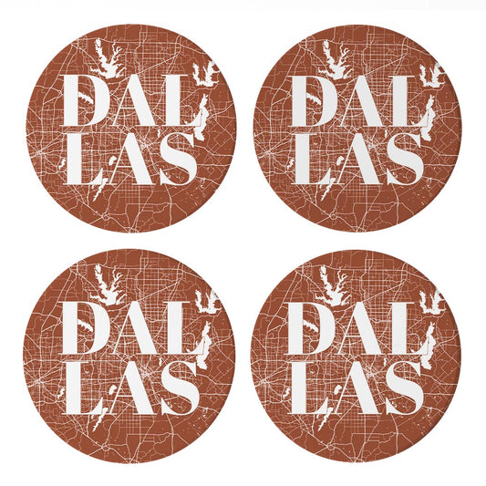 Modern Minimalist Dallas Texas Map | Absorbent Coasters | Set of 4 | Min 2