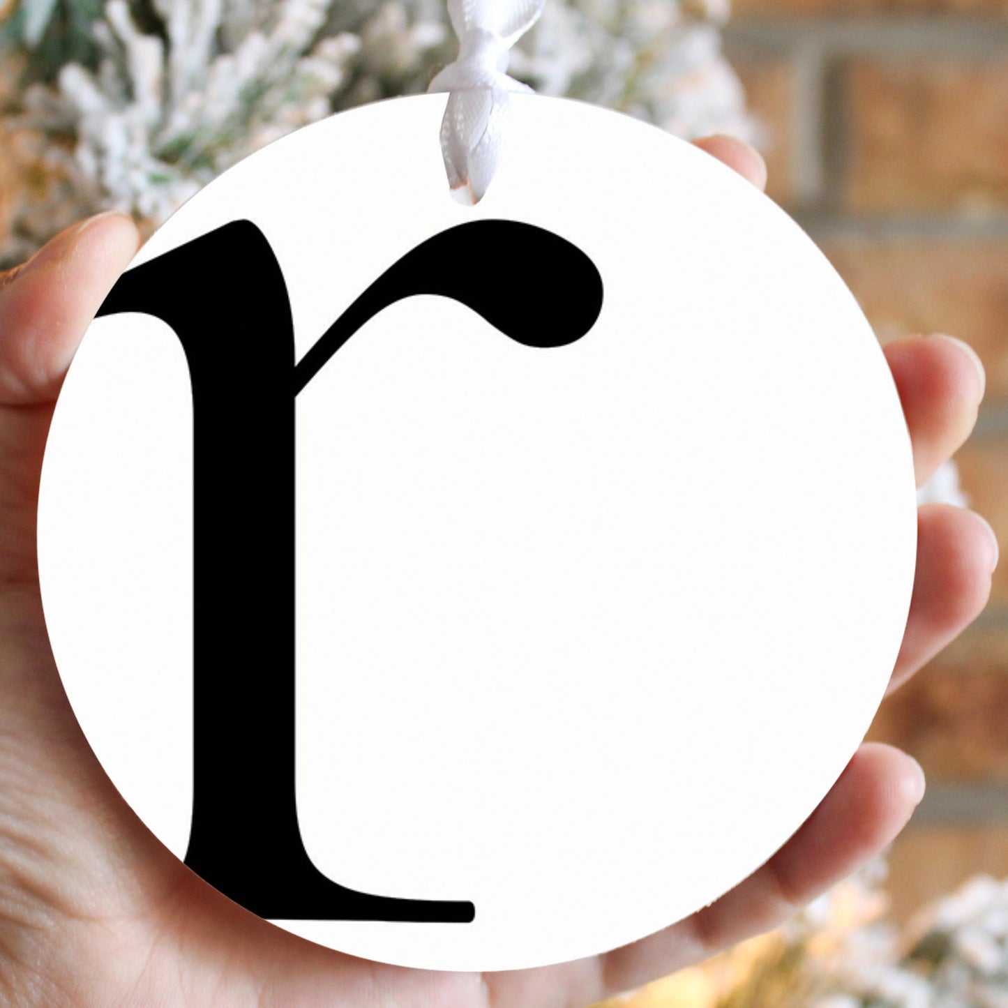 Minimalist Monogram R Circle| Wood Ornament | Eaches | Min 6