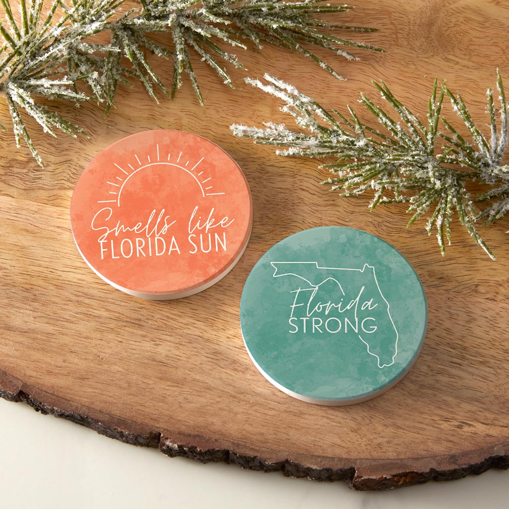 Florida Water Color Sayings | Absorbent Car Coasters | Set of 2 | Min 4