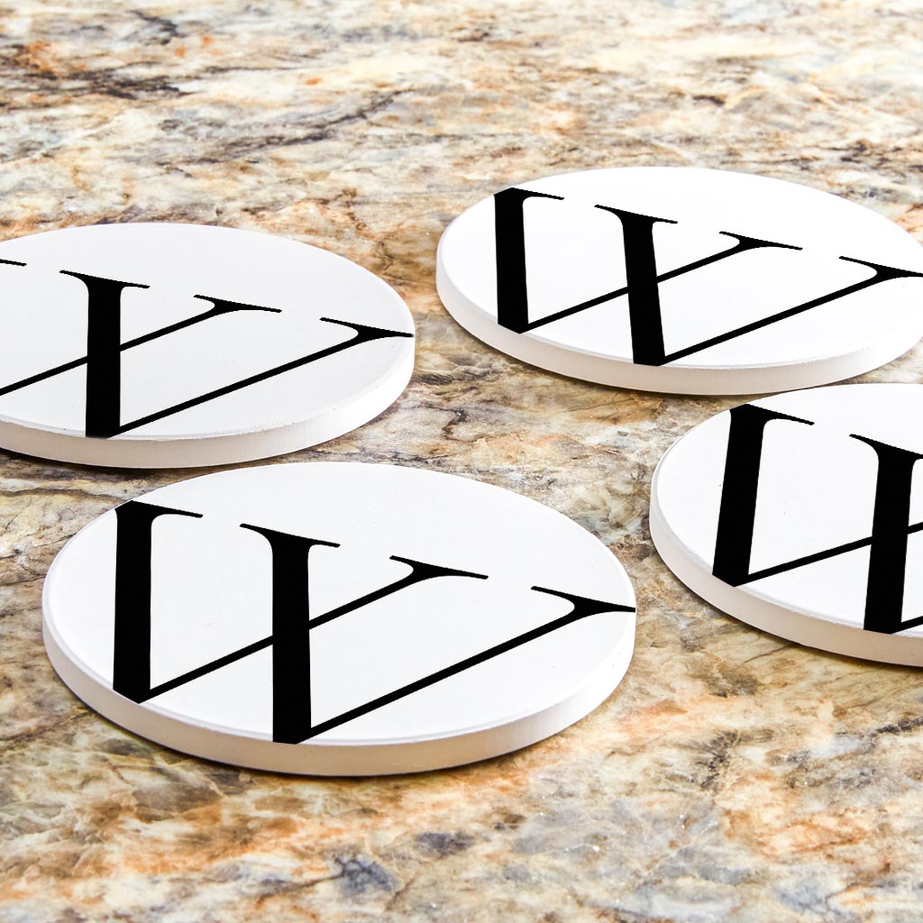 Minimalist Monogram W Circle | Absorbent Coasters | Set of 4 | Min 2