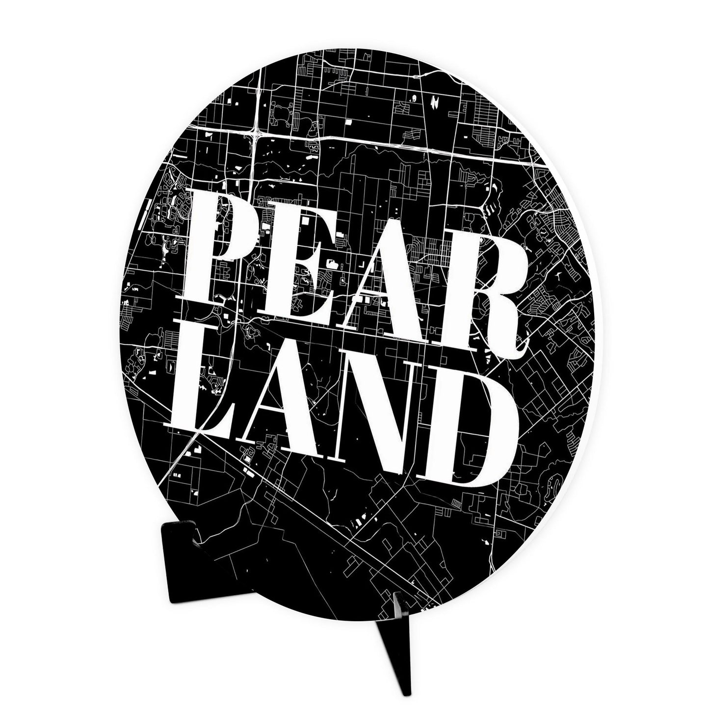 Minimalistic B&W Texas Pearland City Map | Wood Sign | Eaches | Min 1