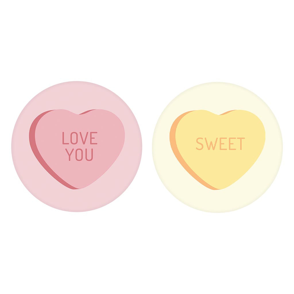 Message Hearts Love You Sweet| Absorbent Car Coasters | Set of 2 | Min 4