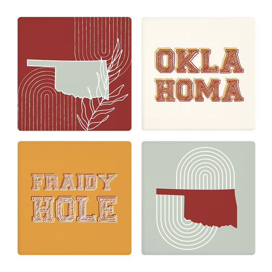 Modern Minimalist Oklahoma Set | Absorbent Coasters | Set of 4 | Min 2