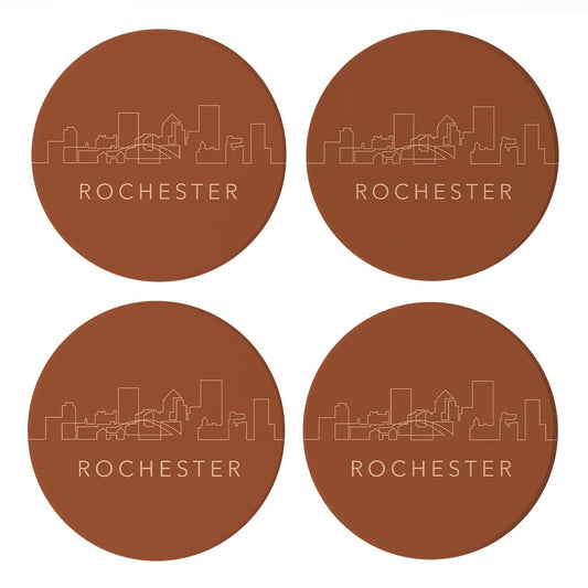 Modern Minimalist New York Rochester Skyline | Absorbent Coasters | Set of 4 | Min 2