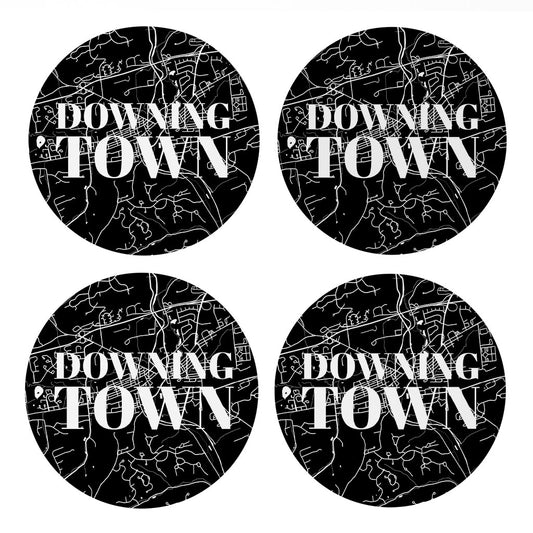 Minimalistic B&W Pennsylvania Downingtown Map | Absorbent Coasters | Set of 4 | Min 2