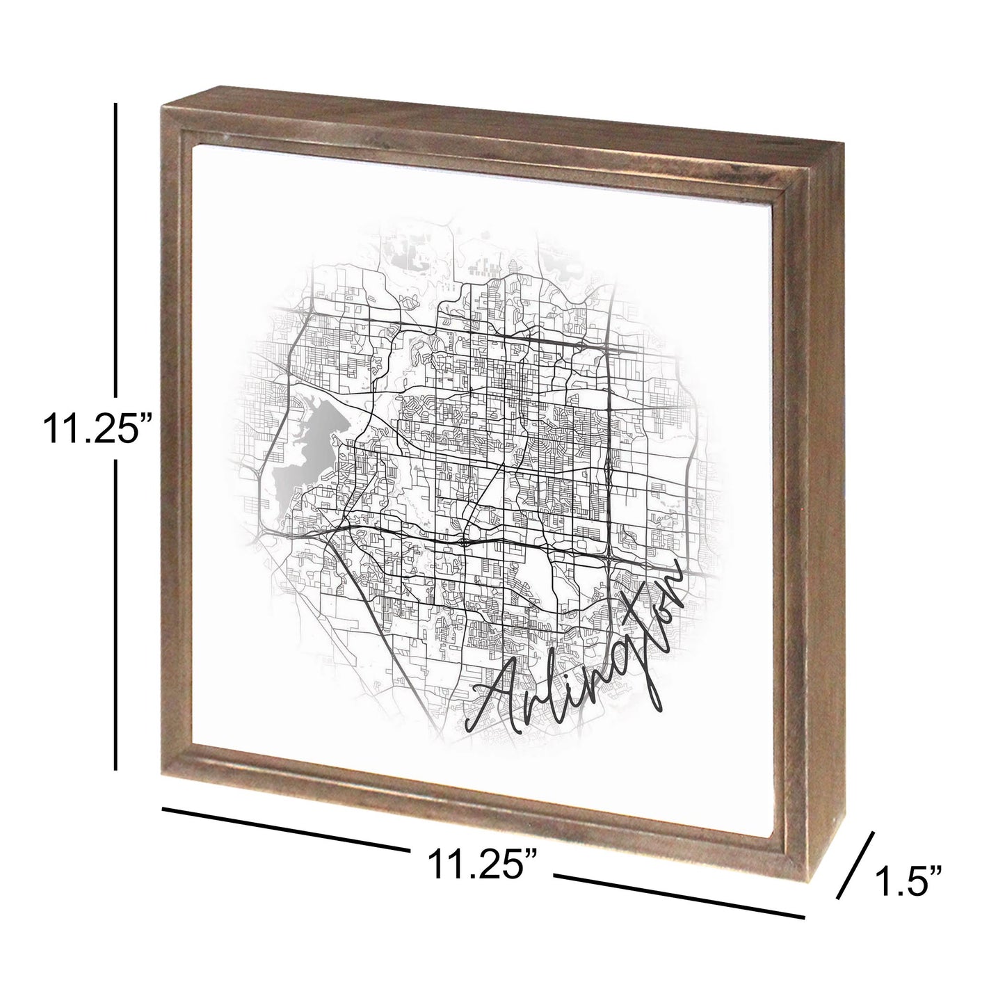 Minimalistic B&W Texas Arlington Circle Map | Wood Sign | Eaches | Min 1