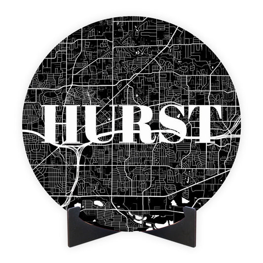 Minimalistic B&W Texas Hurst Map | Wood Sign | Eaches | Min 1