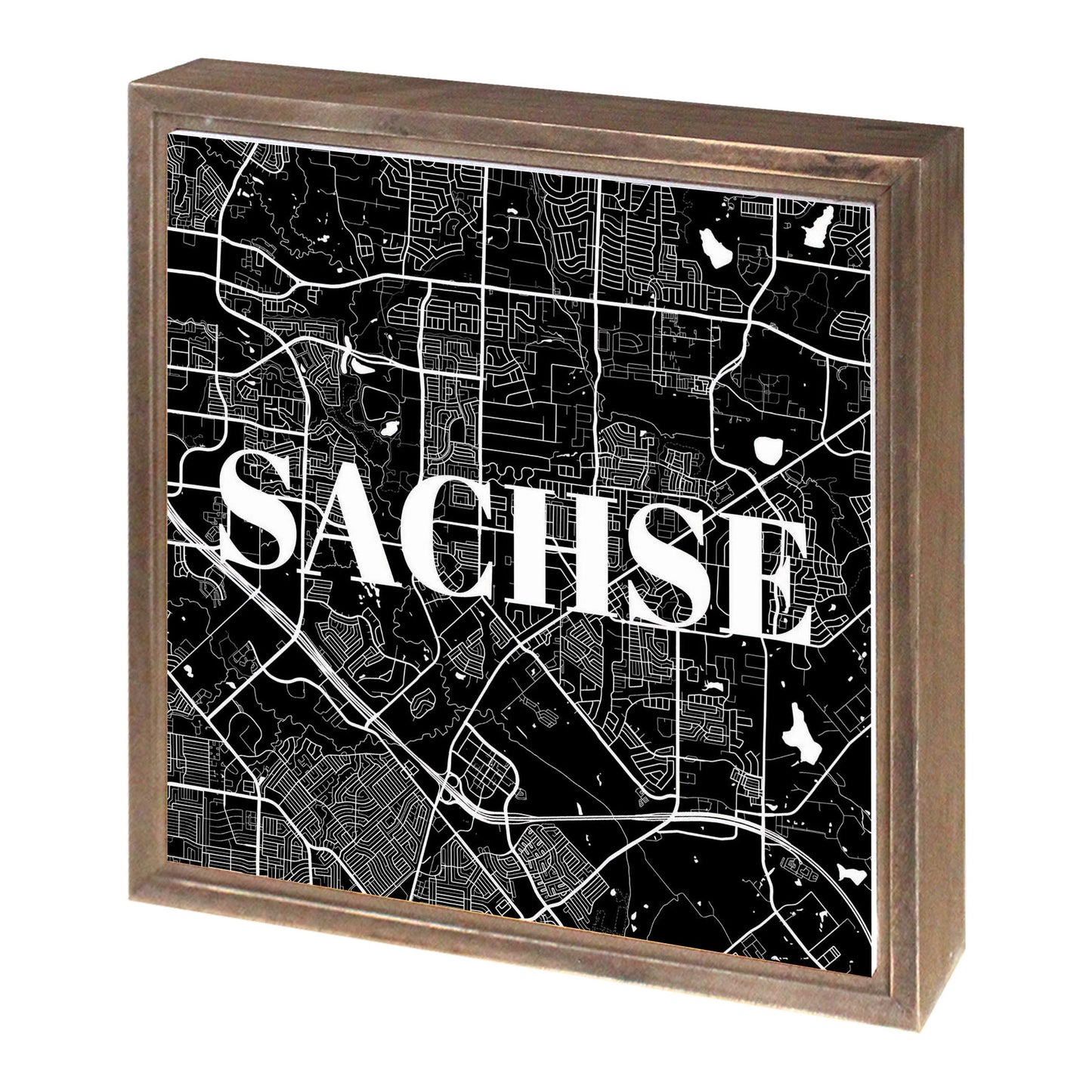 Minimalistic B&W Texas Sachse Map | Wood Sign | Eaches | Min 1