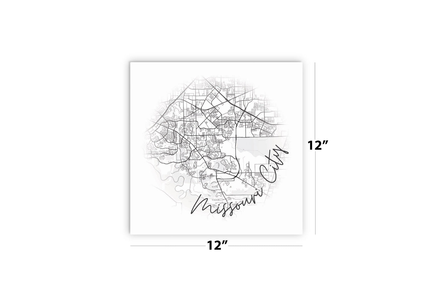 Minimalistic B&W Texas Missouri City Circle Map | Wood Sign | Eaches | Min 2