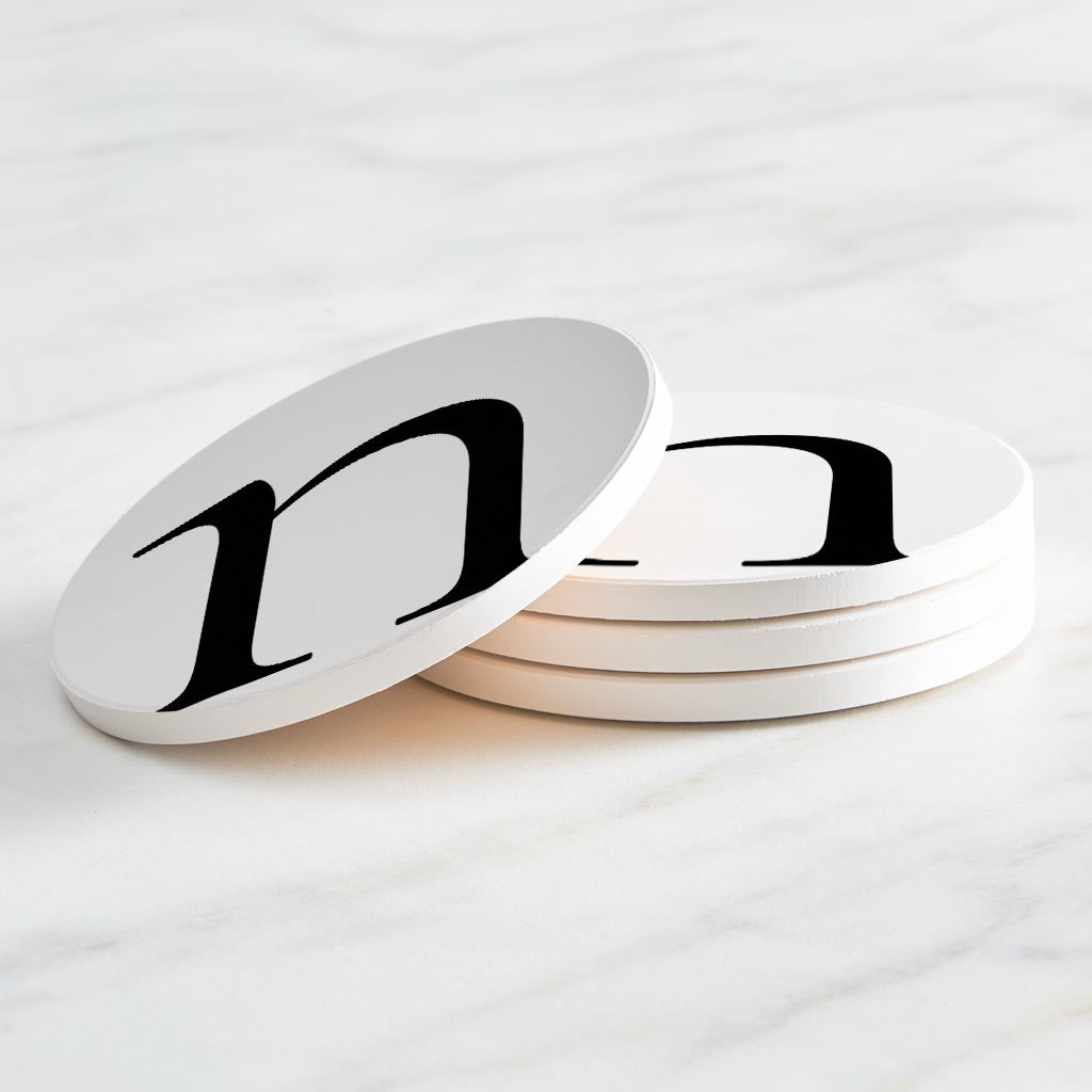 Minimalist Monogram N Circle | Absorbent Coasters | Set of 4 | Min 2