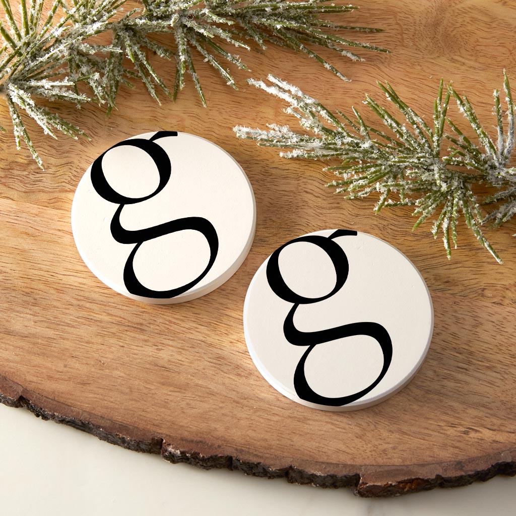 Minimalist Monogram G Circle | Absorbent Car Coasters | Set of 2 | Min 4