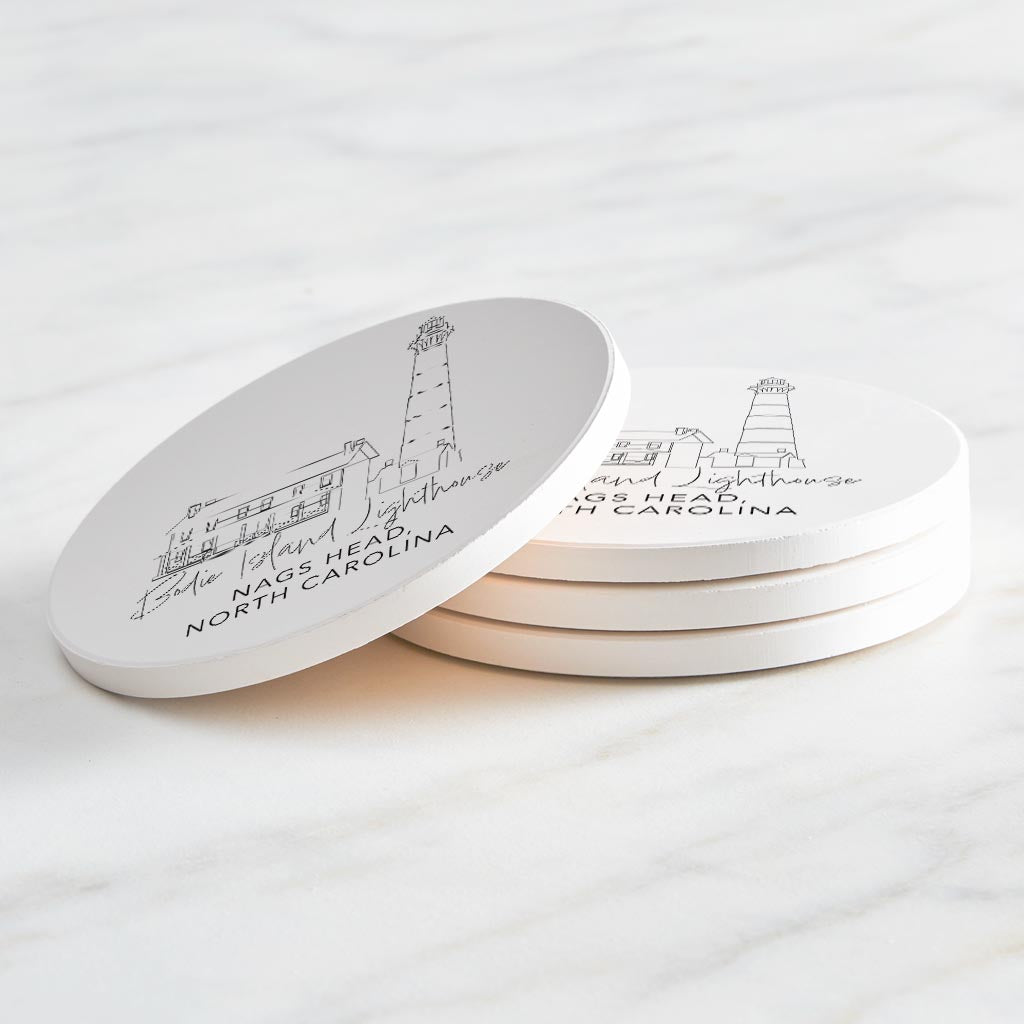 Bodie Island Lighthouse | Absorbent Coasters | Set of 4 | Min 2