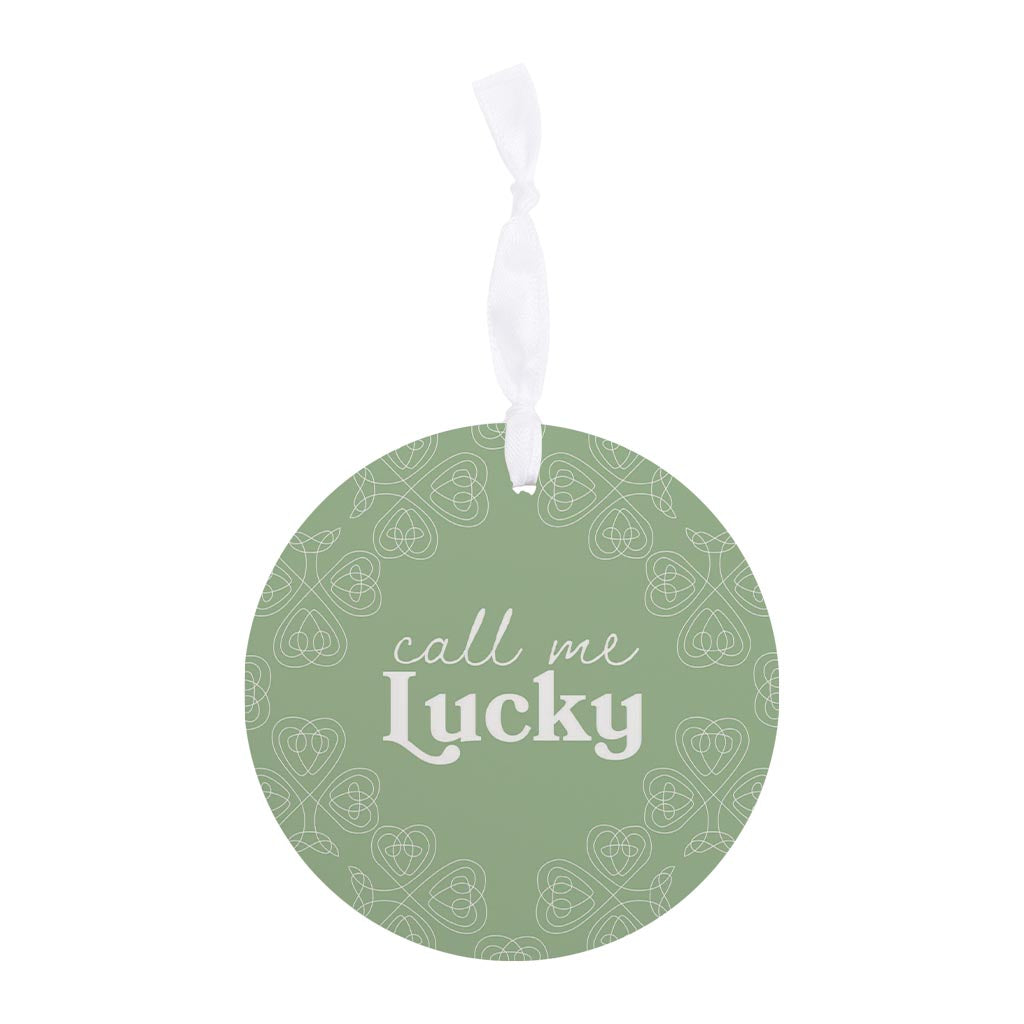 Sage Green Shamrock Call Me Lucky| Wood Ornament | Eaches | Min 6