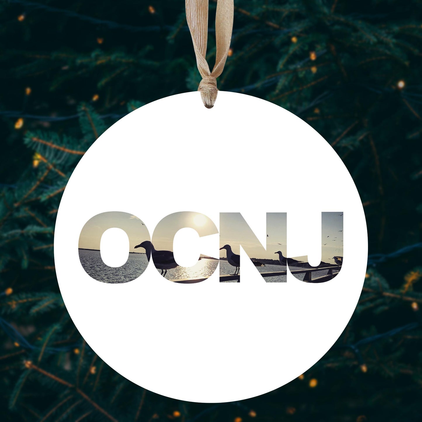 OCNJ Photo With Text | Wood Ornament | Eaches | Min 1