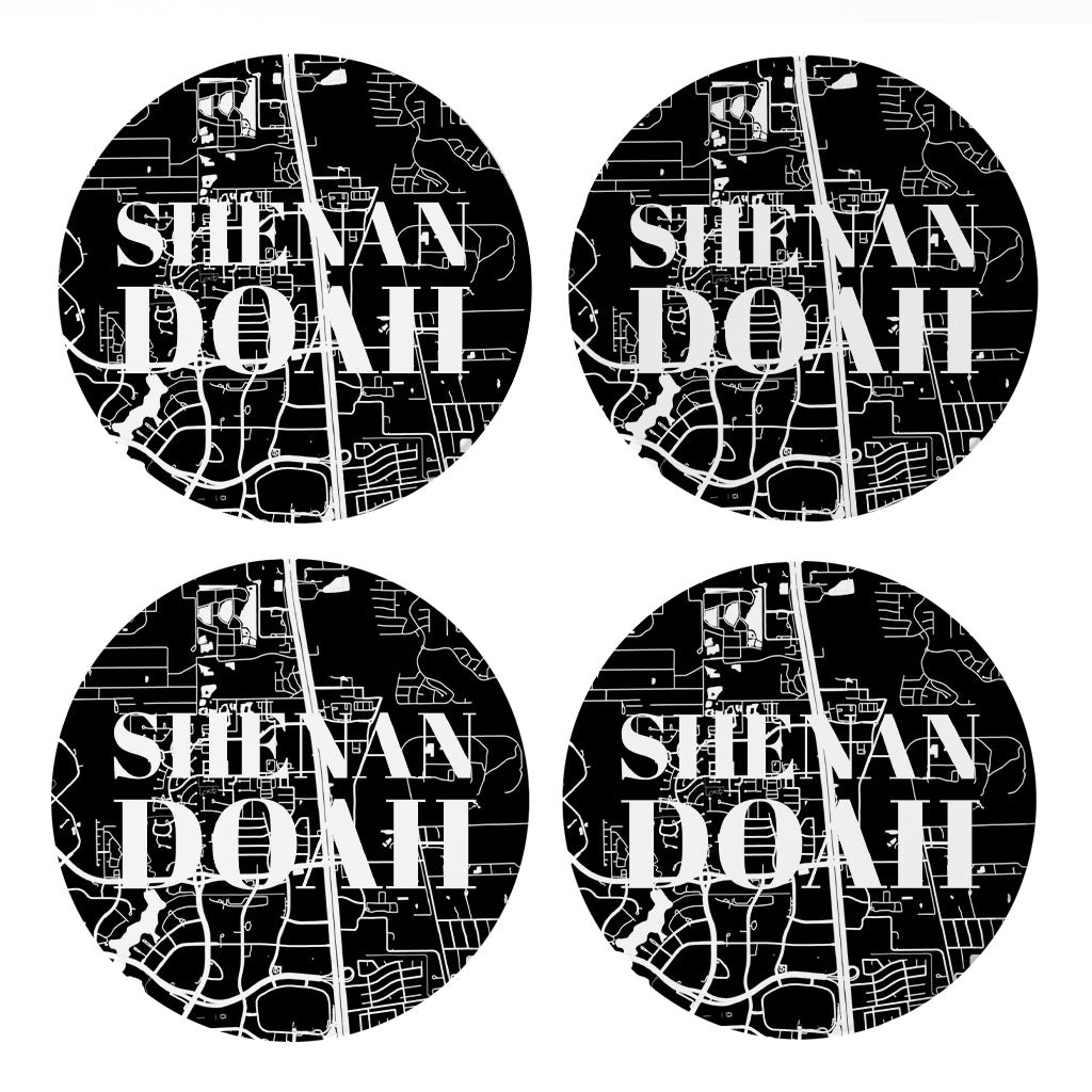 Minimalistic B&W Texas Shenandoah Map | Absorbent Coasters | Set of 4 | Min 2