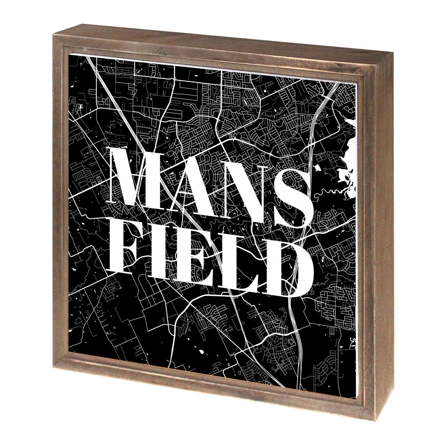 Minimalistic B&W Texas Mansfield Map | Wood Sign | Eaches | Min 1