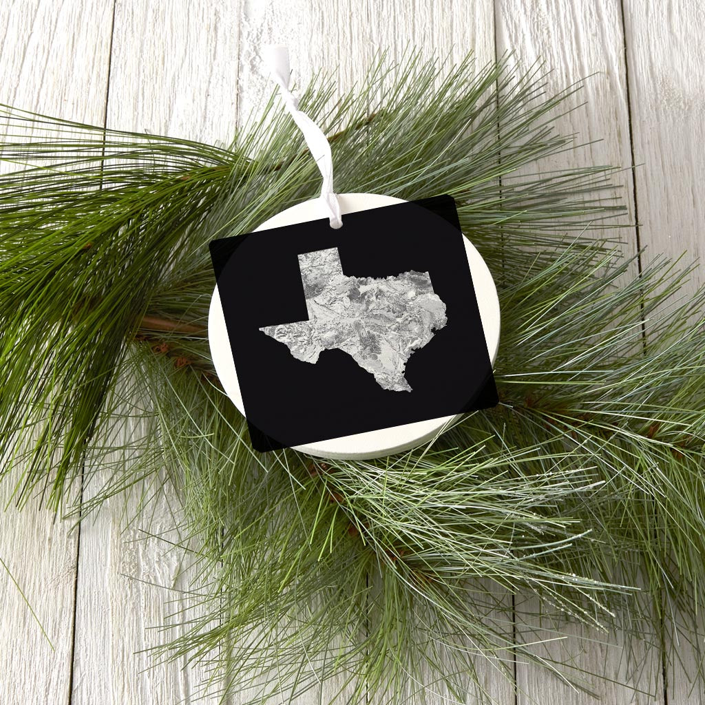 Minimalistic B&W Texas Metal State Shape | Wood Ornament | Eaches | Min 6