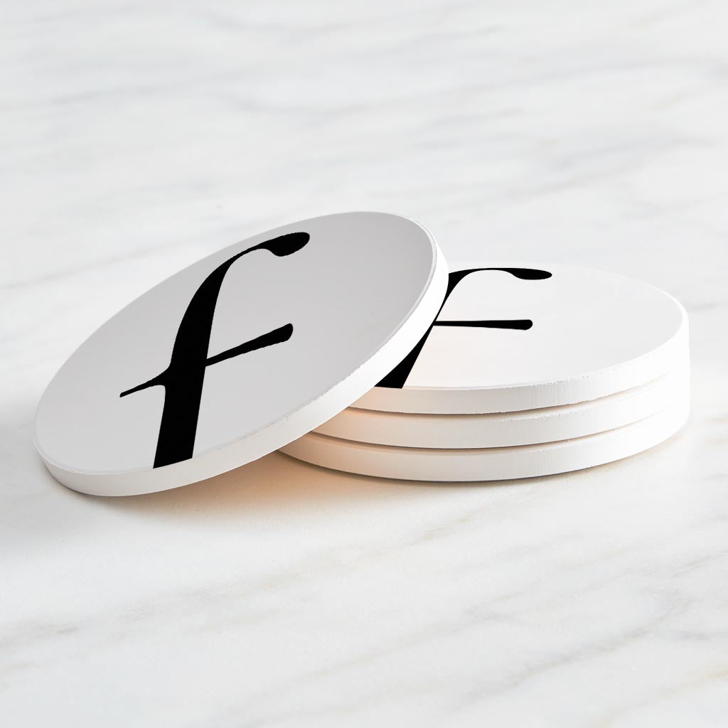 Minimalist Monogram F Circle | Absorbent Coasters | Set of 4 | Min 2