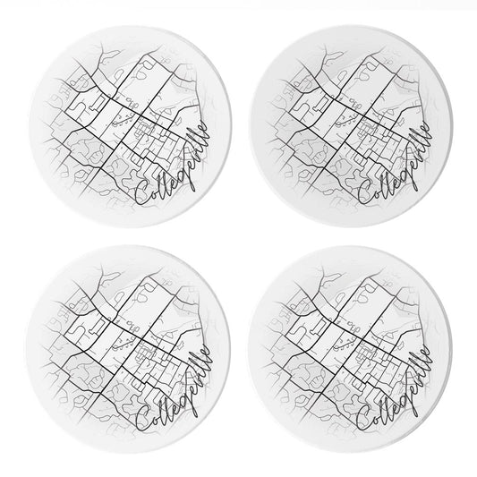 Minimalistic B&W Pennsylvania Collegeville Circle Map | Absorbent Coasters | Set of 4 | Min 2