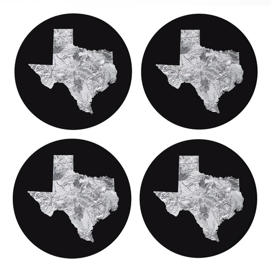 Minimalistic B&W Texas Metal State Shape| Absorbent Coasters | Set of 4 | Min 2