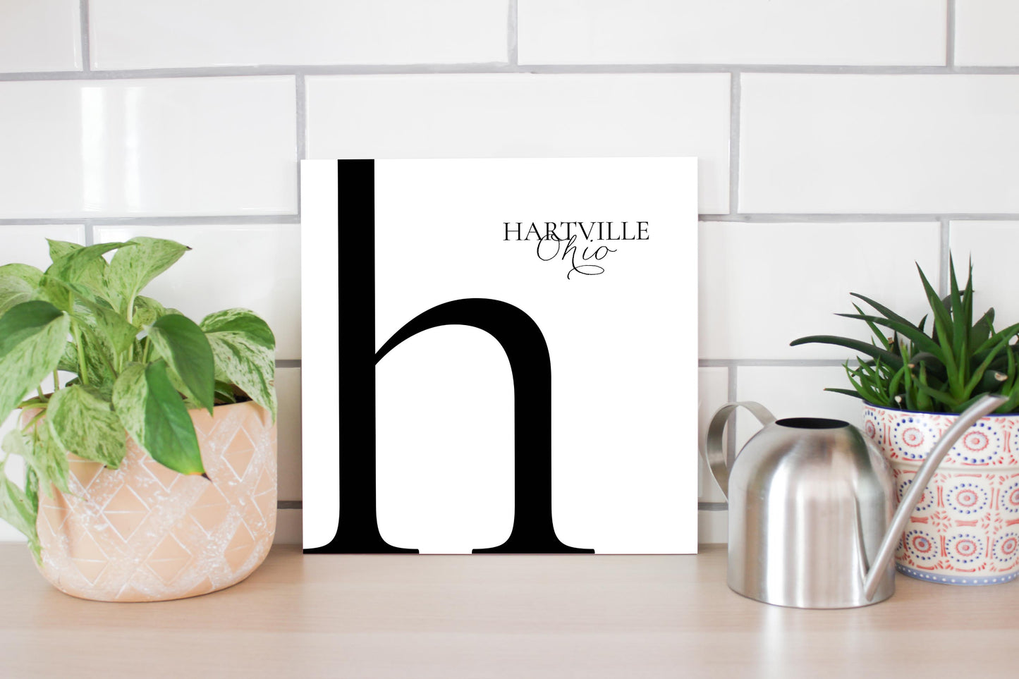 Hartville Oh Minimal Monogram| Wood Sign | Eaches | Min 2