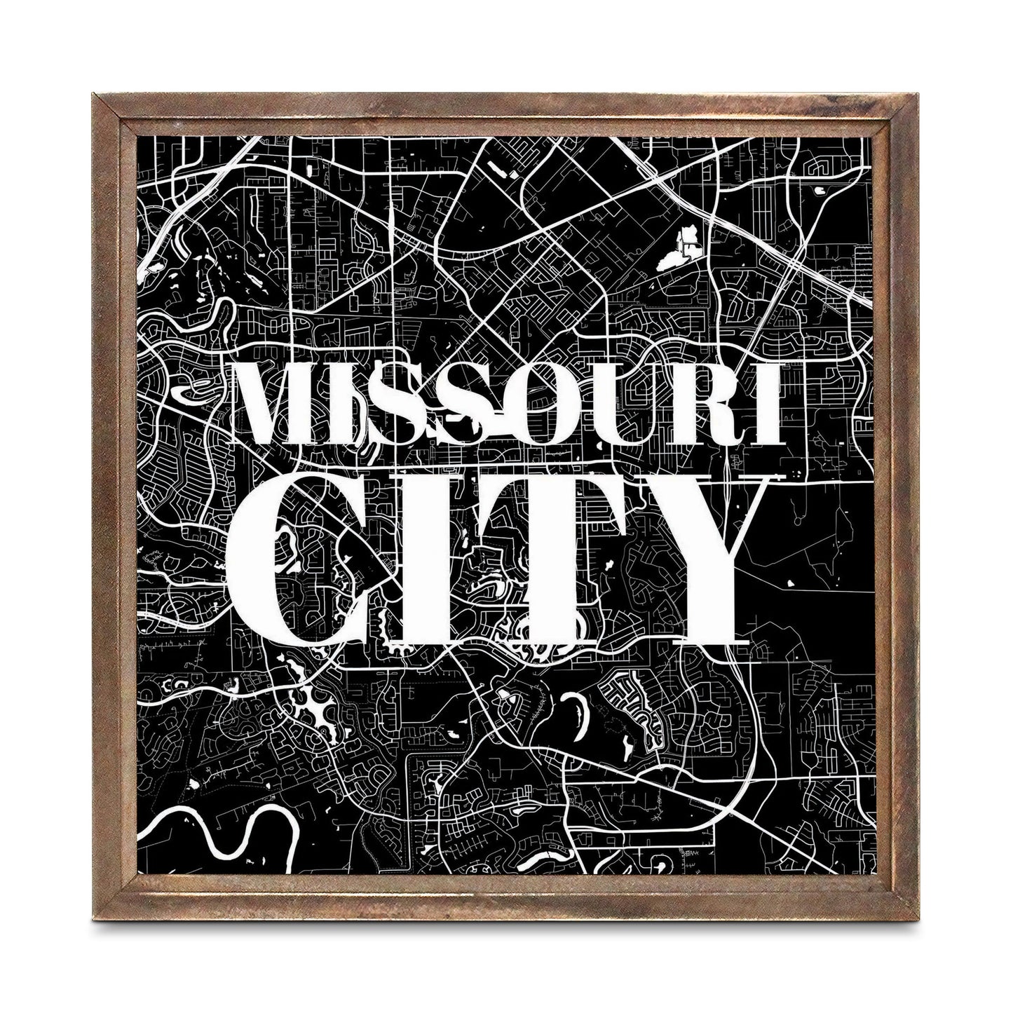 Minimalistic B&W Texas Missouri City Map | Wood Sign | Eaches | Min 1