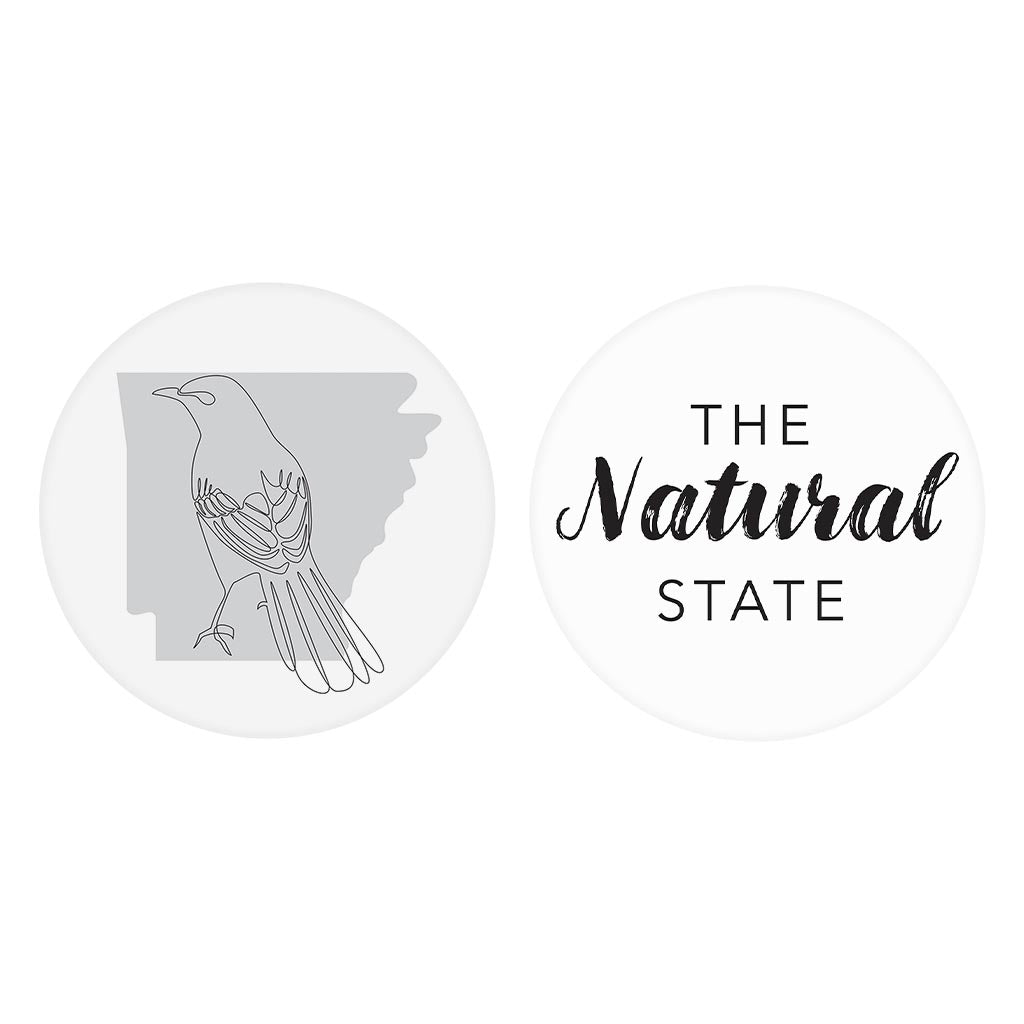 B&W Minimalist Arkansas Bird The Natural State | Absorbent Car Coasters | Set of 2 | Min 4