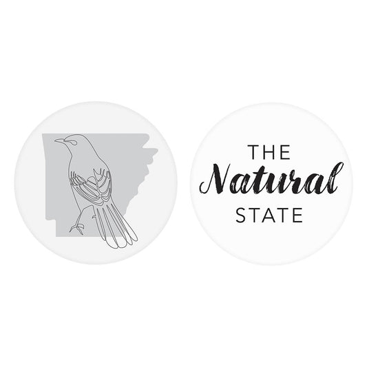 B&W Minimalist Arkansas Bird The Natural State | Absorbent Car Coasters | Set of 2 | Min 4