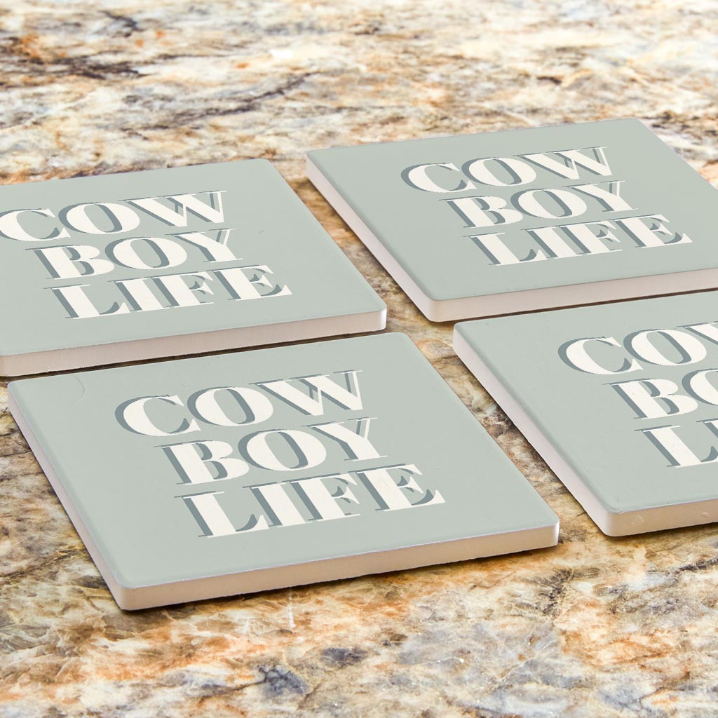 Modern Minimalist Oklahoma Cowboy Life | Absorbent Coasters | Set of 4 | Min 2