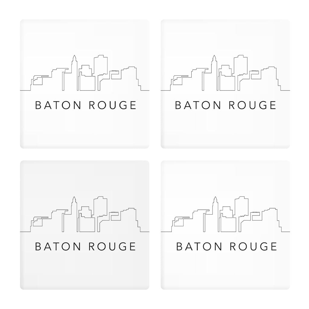 Modern Louisiana Baton Rouge City Line Drawing | Absorbent Coasters | Set of 4 | Min 2