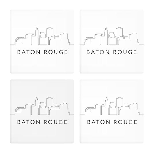 Modern Louisiana Baton Rouge City Line Drawing | Absorbent Coasters | Set of 4 | Min 2