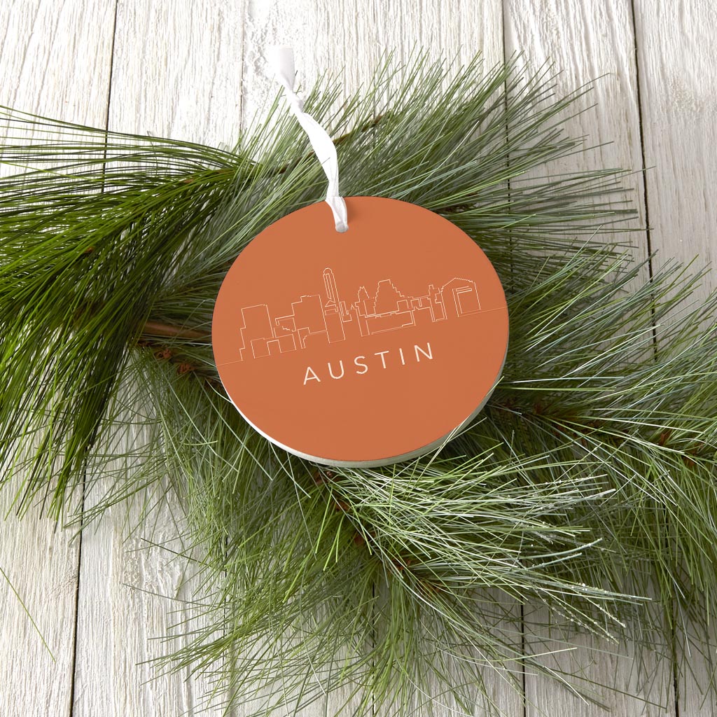 Modern Minimalist Texas Austin Skyline | Wood Ornament | Eaches | Min 6