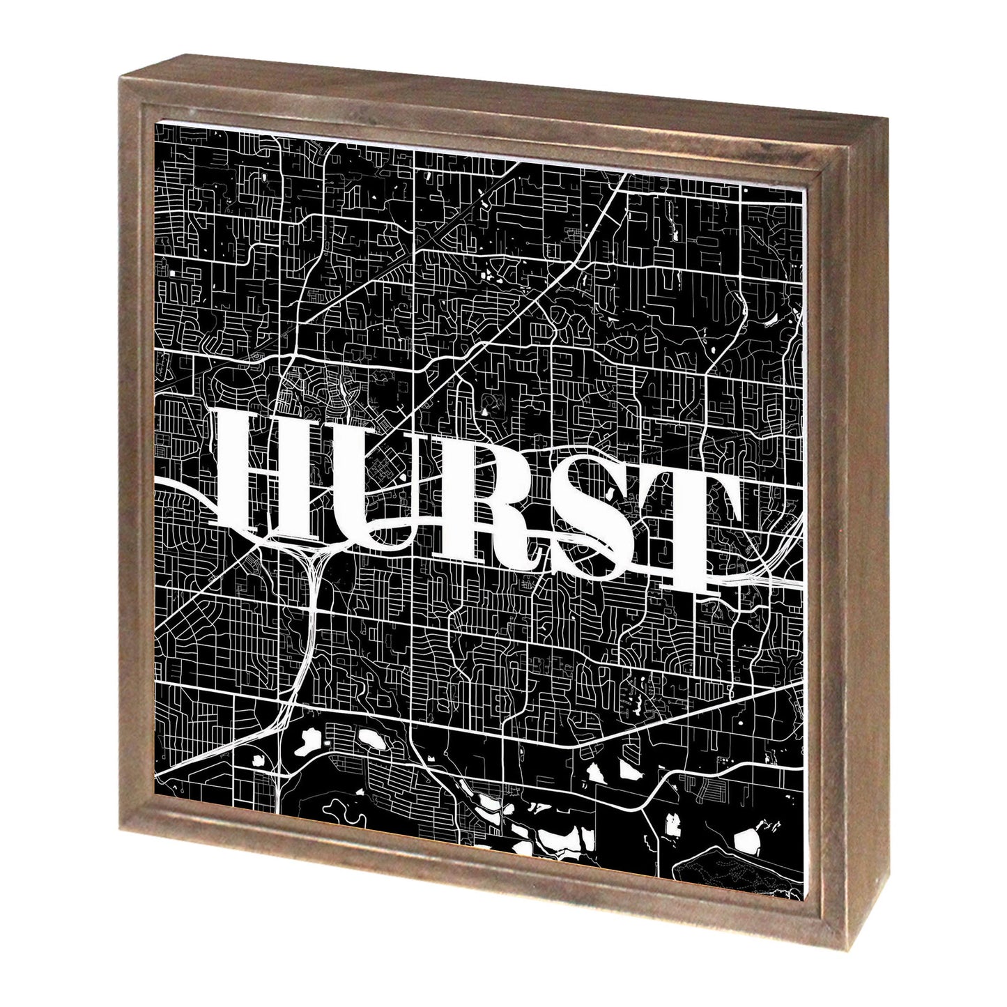 Minimalistic B&W Texas Hurst Map | Wood Sign | Eaches | Min 1