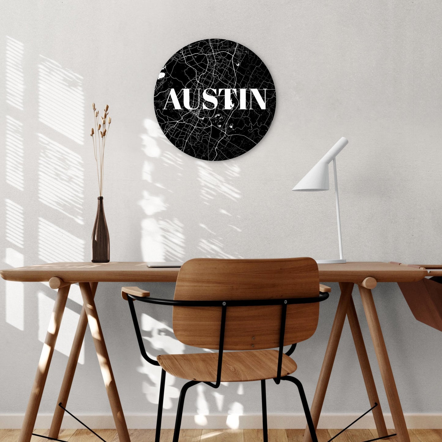 Minimalistic B&W Texas Austin Map | Wood Sign | Eaches | Min 1