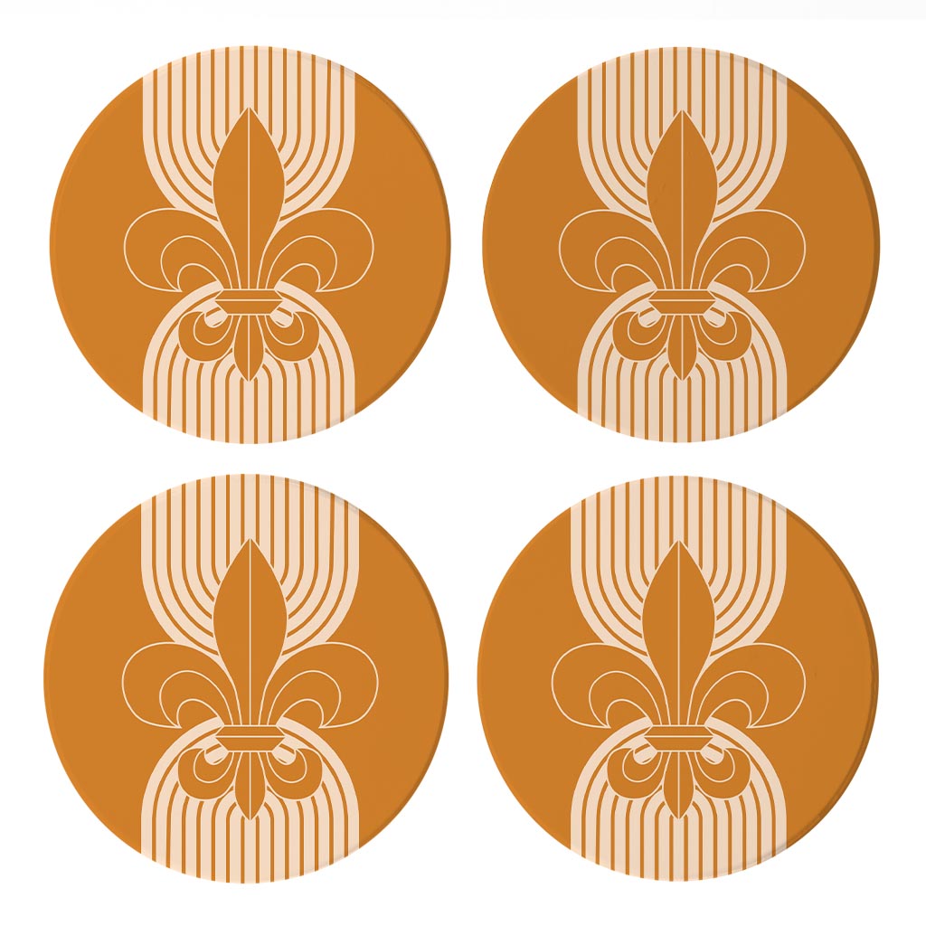 Modern Minimalist Louisiana Orange Fleu De Lis | Absorbent Coasters | Set of 4 | Min 2