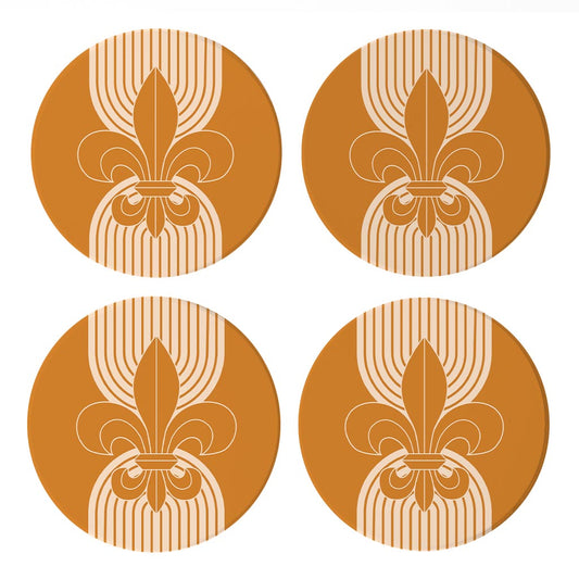 Modern Minimalist Louisiana Orange Fleu De Lis | Absorbent Coasters | Set of 4 | Min 2