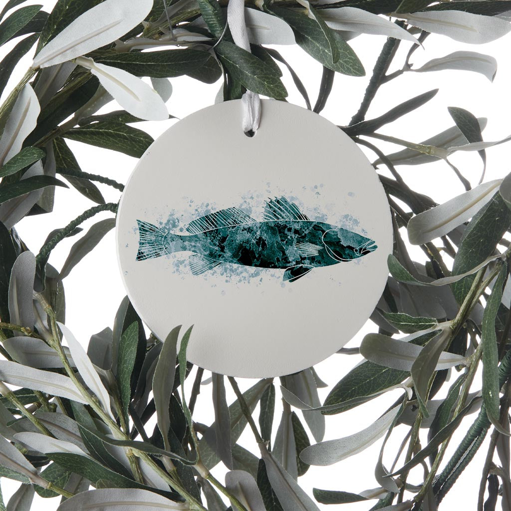 Blue White Water Color Speckled Trout | Wood Ornament | Eaches | Min 6