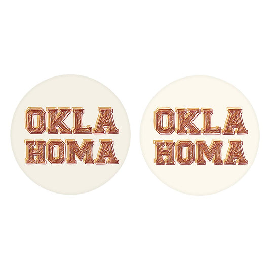 Modern Minimalist Oklahoma | Absorbent Car Coasters | Set of 2 | Min 4