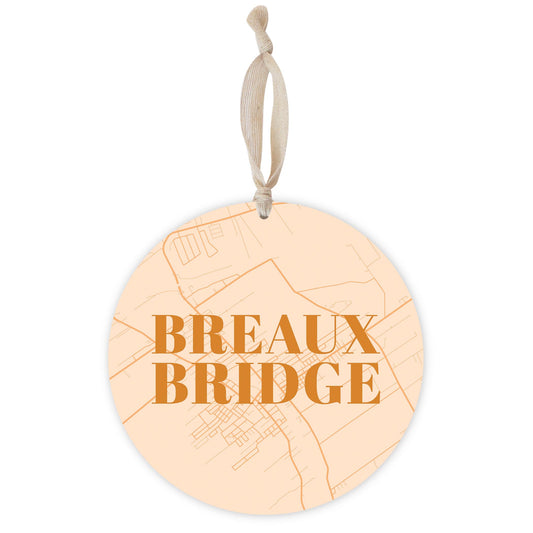 Modern Minimalist Louisiana Breaux Bridge Map | Wood Ornament | Eaches | Min 1