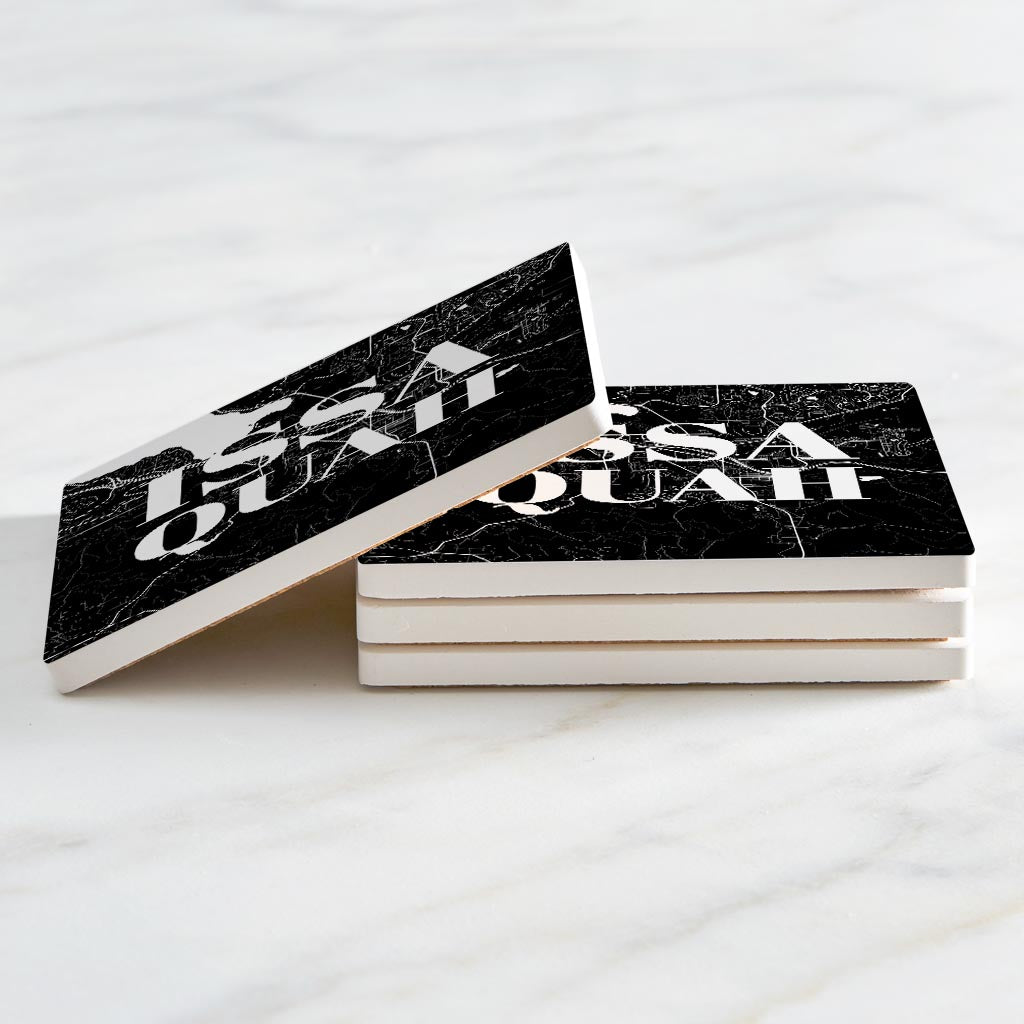 Minimalistic B&W Washington Issaquah Map| Absorbent Coasters | Set of 4 | Min 2