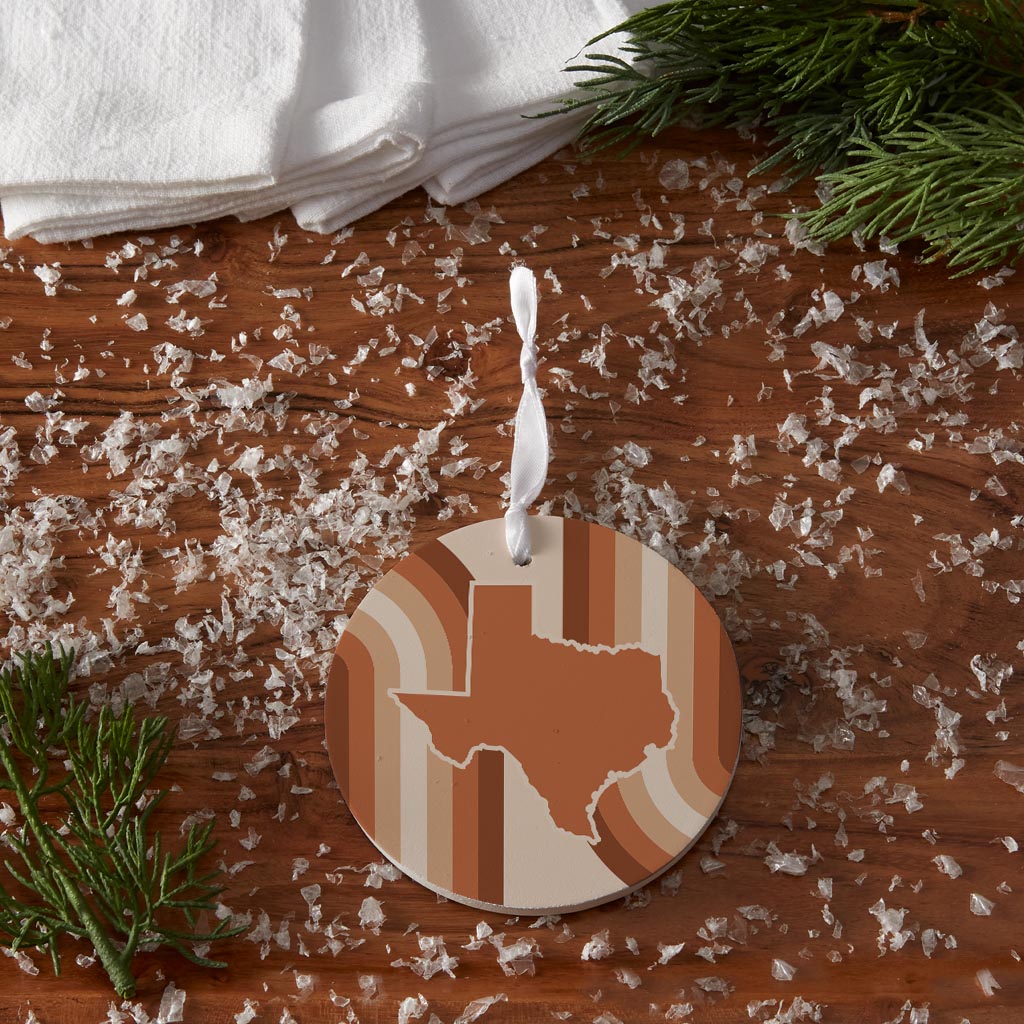 Modern Minimalist Texas State Shape Retro Lines| Wood Ornament | Eaches | Min 6