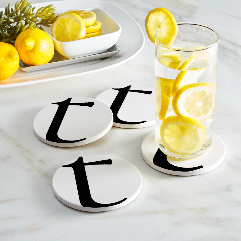 Minimalist Monogram T Circle | Absorbent Coasters | Set of 4 | Min 2