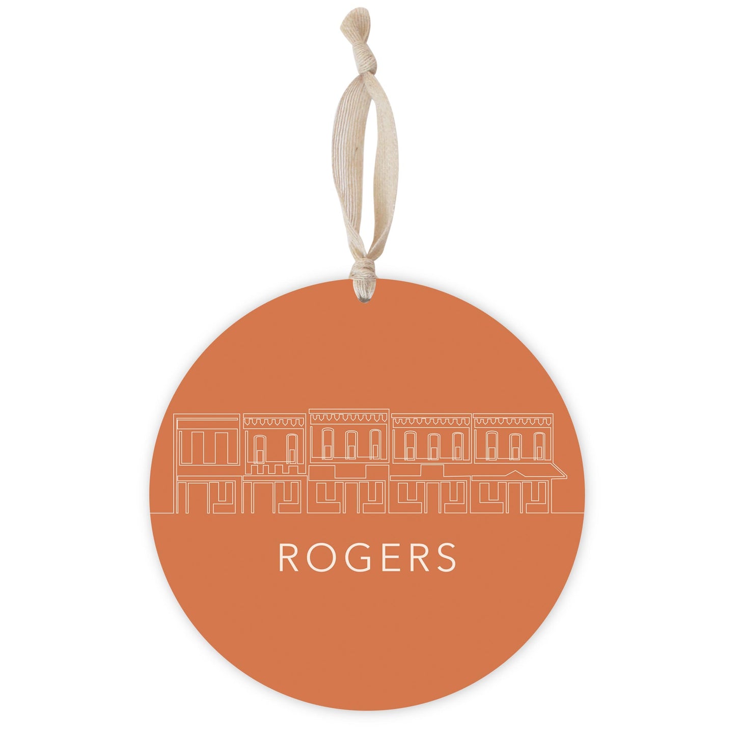 Modern Minimalist Arkansas Rogers Skyline | Wood Ornament | Eaches | Min 1