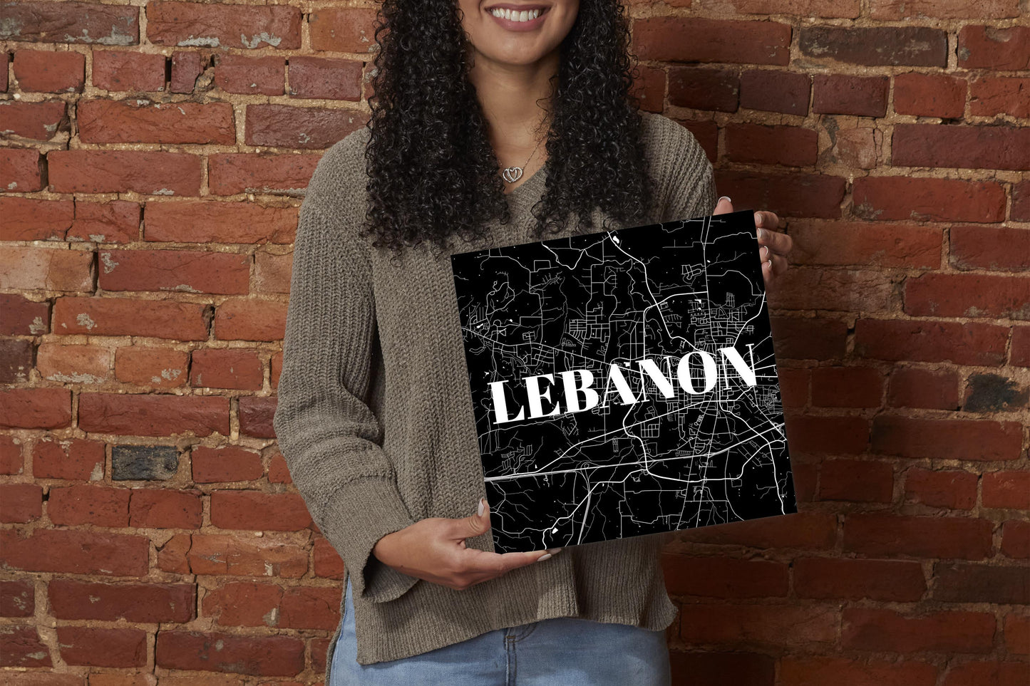 Minimalist B&W Tennessee Lebanon Map | Wood Sign | Eaches | Min 2