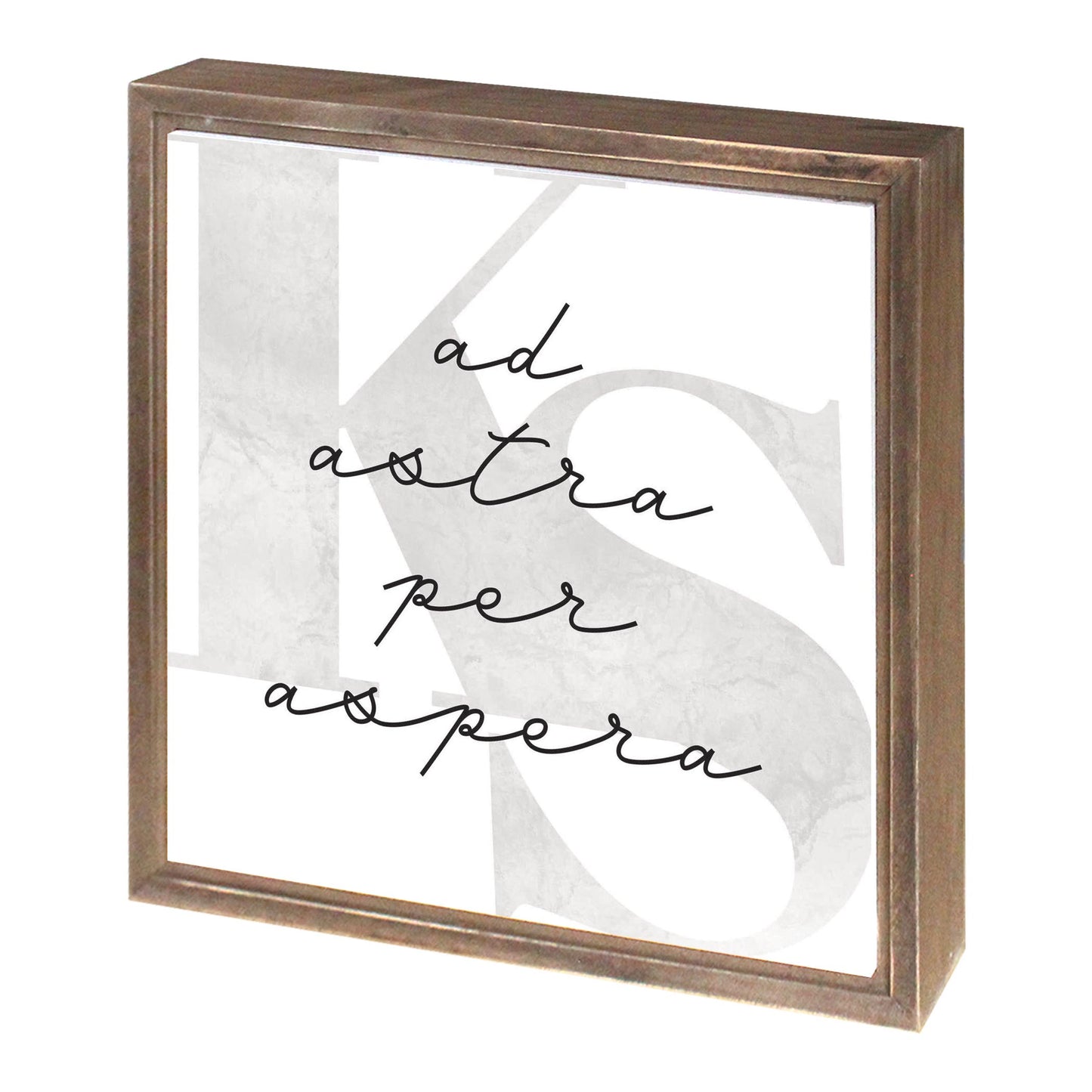 Minimalist B&W Kansas Ad Astra Per Aspera | Wood Sign | Eaches | Min 1