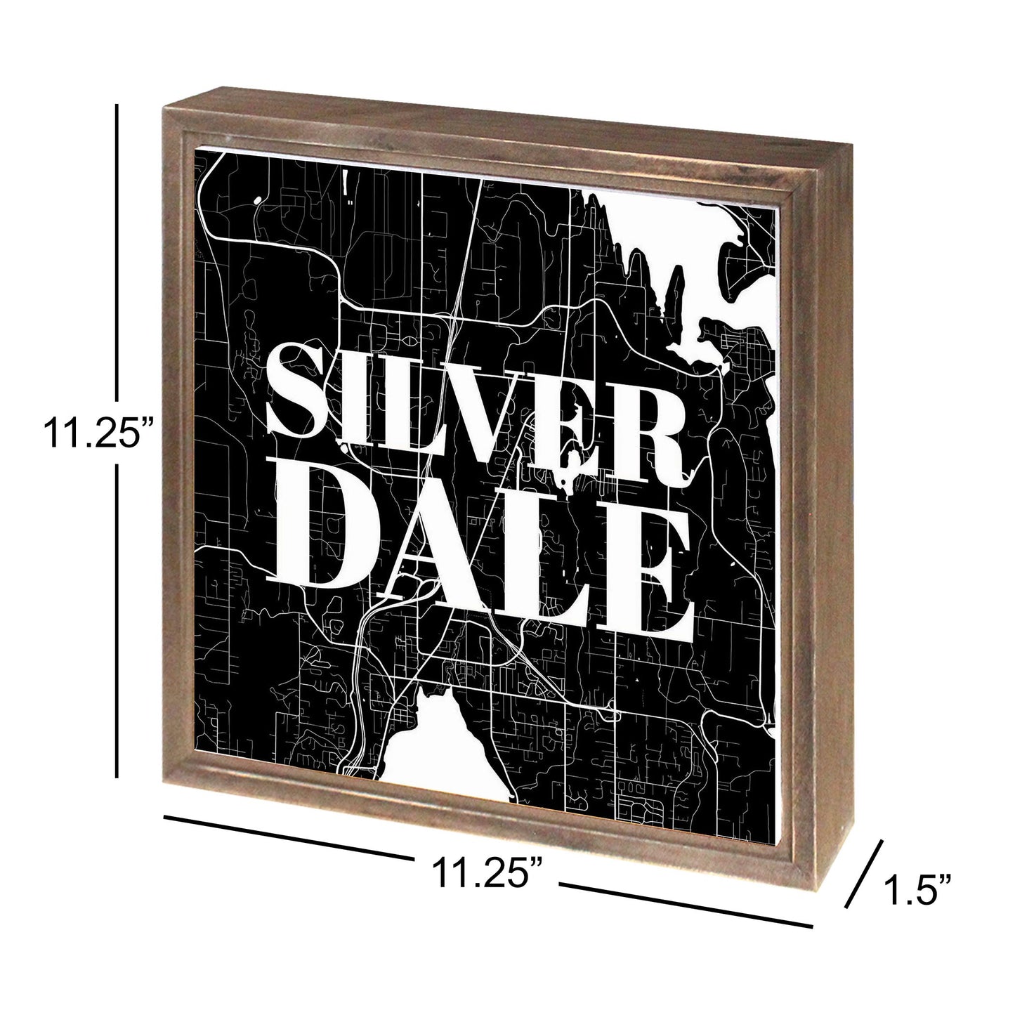 Minimalistic B&W Washington Silverdale Map | Wood Sign | Eaches | Min 1