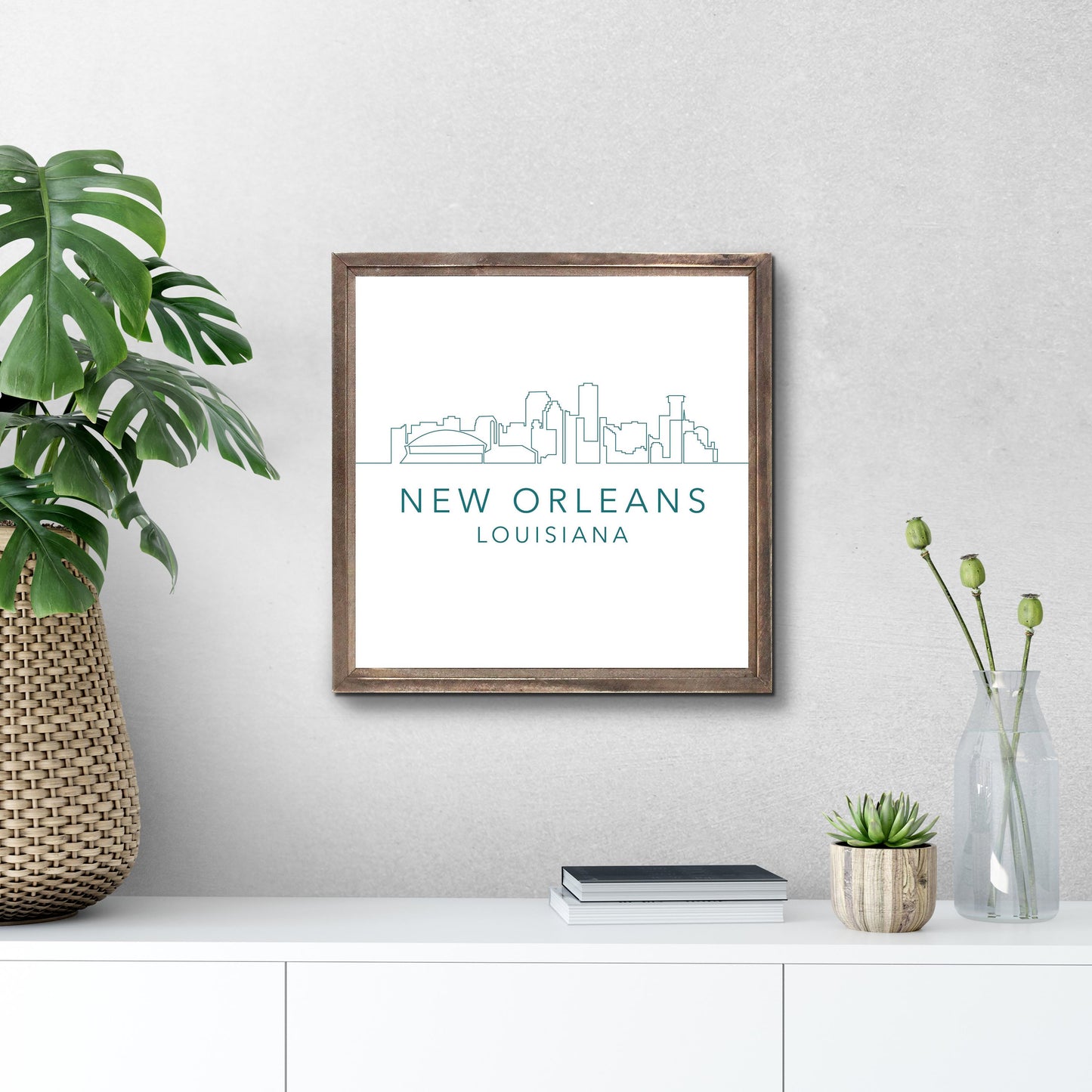 Blue White New Orleans Skyline | Wood Sign | Eaches | Min 1