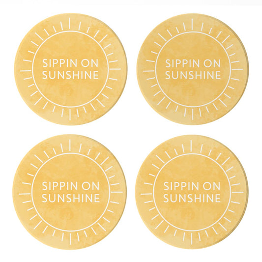 Sippin On Sunshine Yellow | Absorbent Coasters | Set of 4 | Min 2