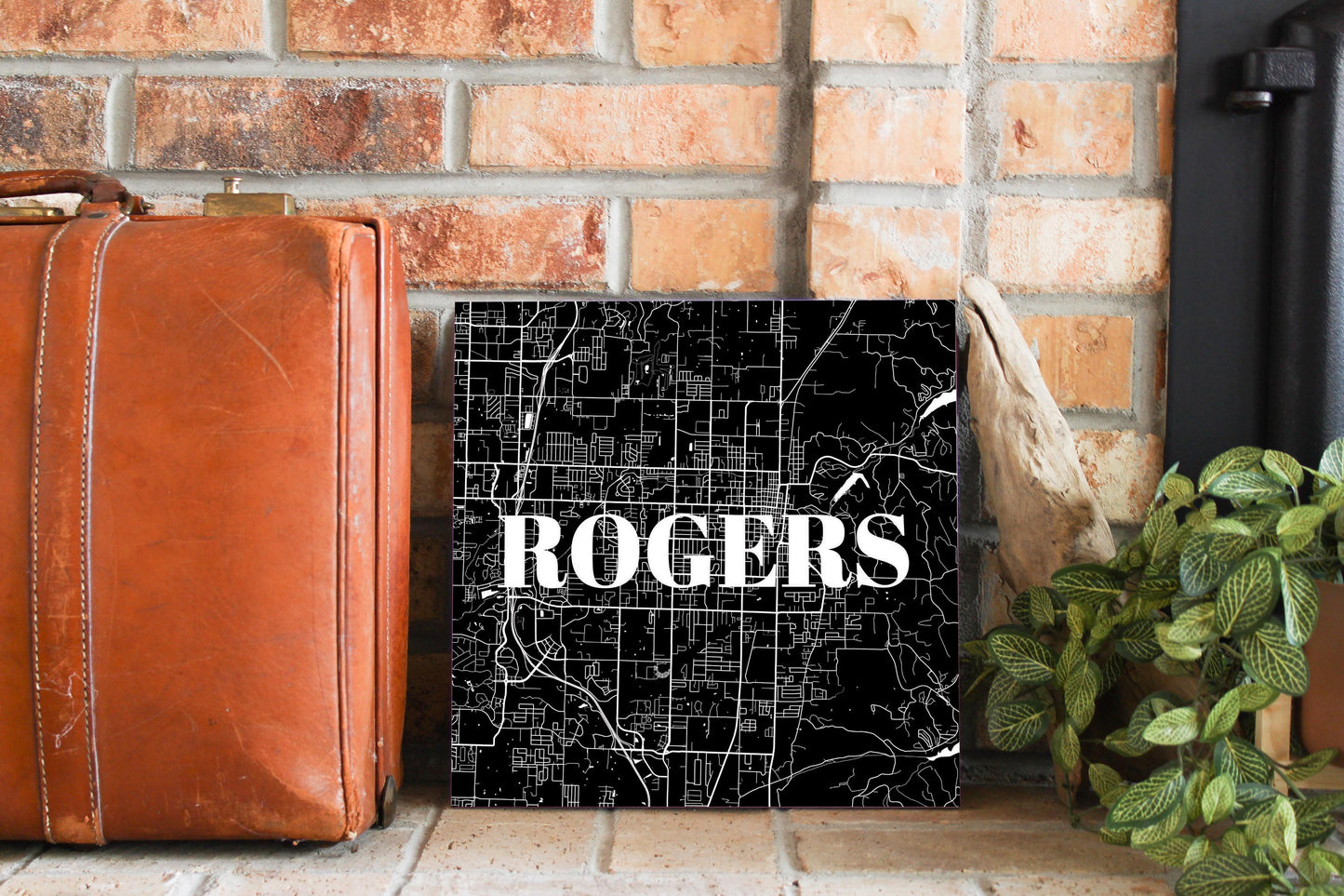 Minimalist B&W Arkansas Rogers Map | Wood Sign | Eaches | Min 2