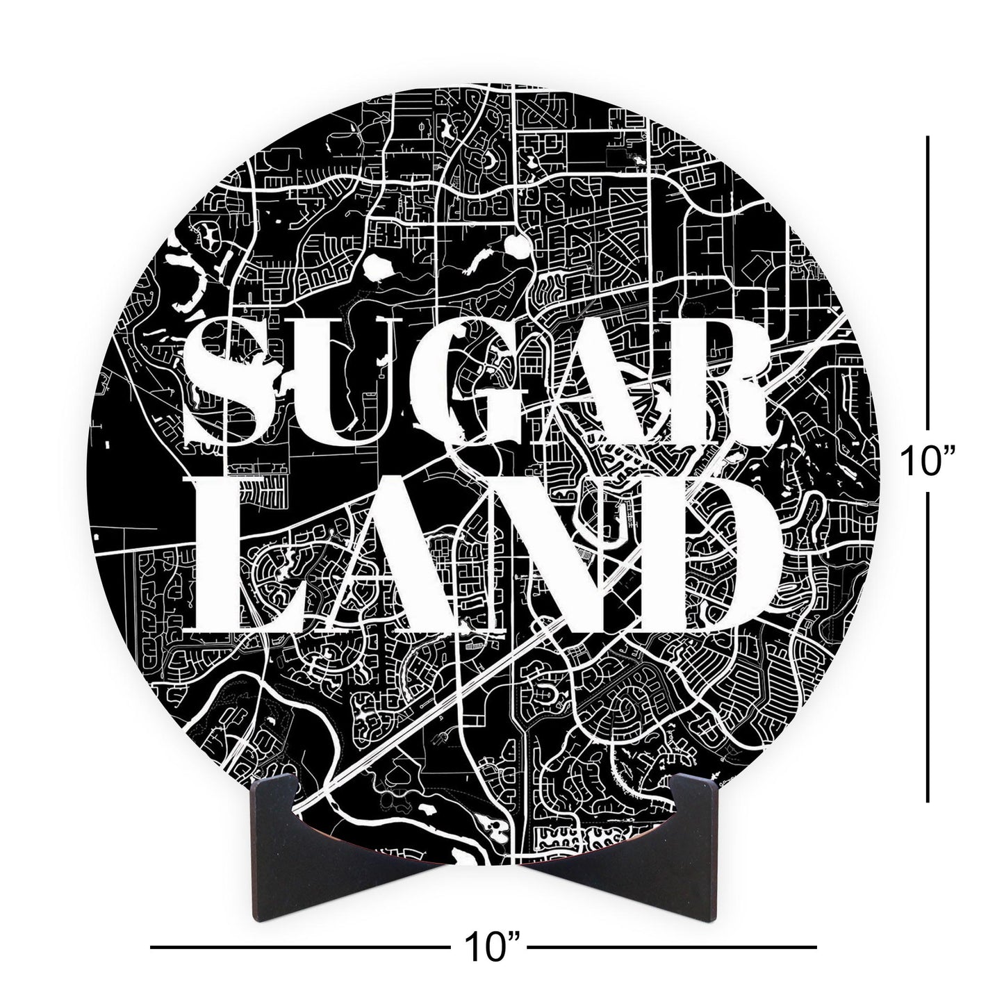 Minimalistic B&W Texas Sugarland Map | Wood Sign | Eaches | Min 1